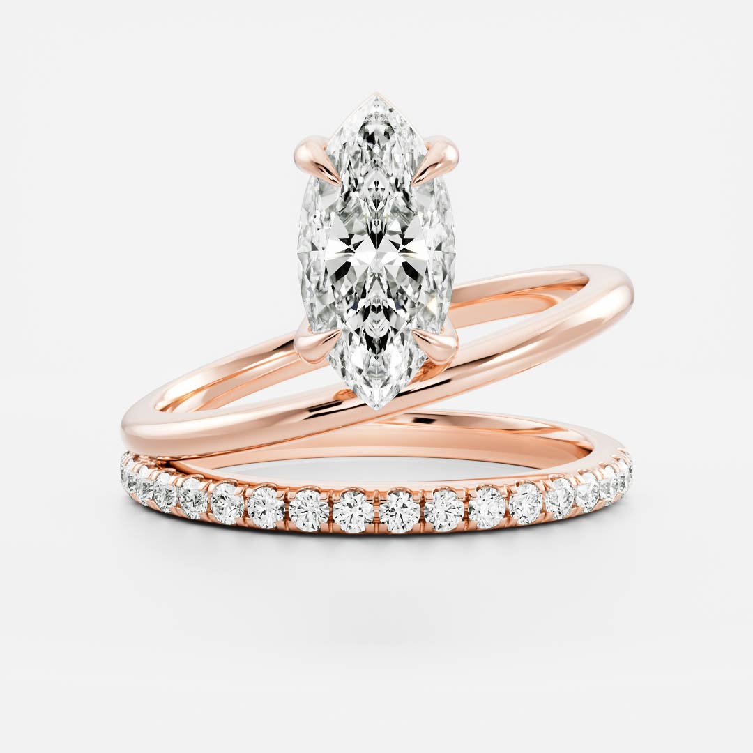 Stunning 1.5-2.5 CT Marquise Moissanite Engagement Ring with Solitaire & Double Band Design