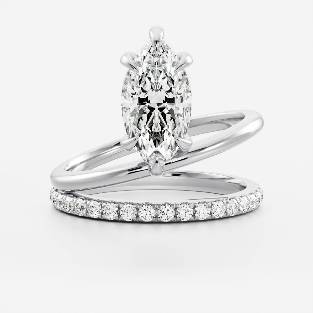 Stunning 1.5-2.5 CT Marquise Moissanite Engagement Ring with Solitaire & Double Band Design