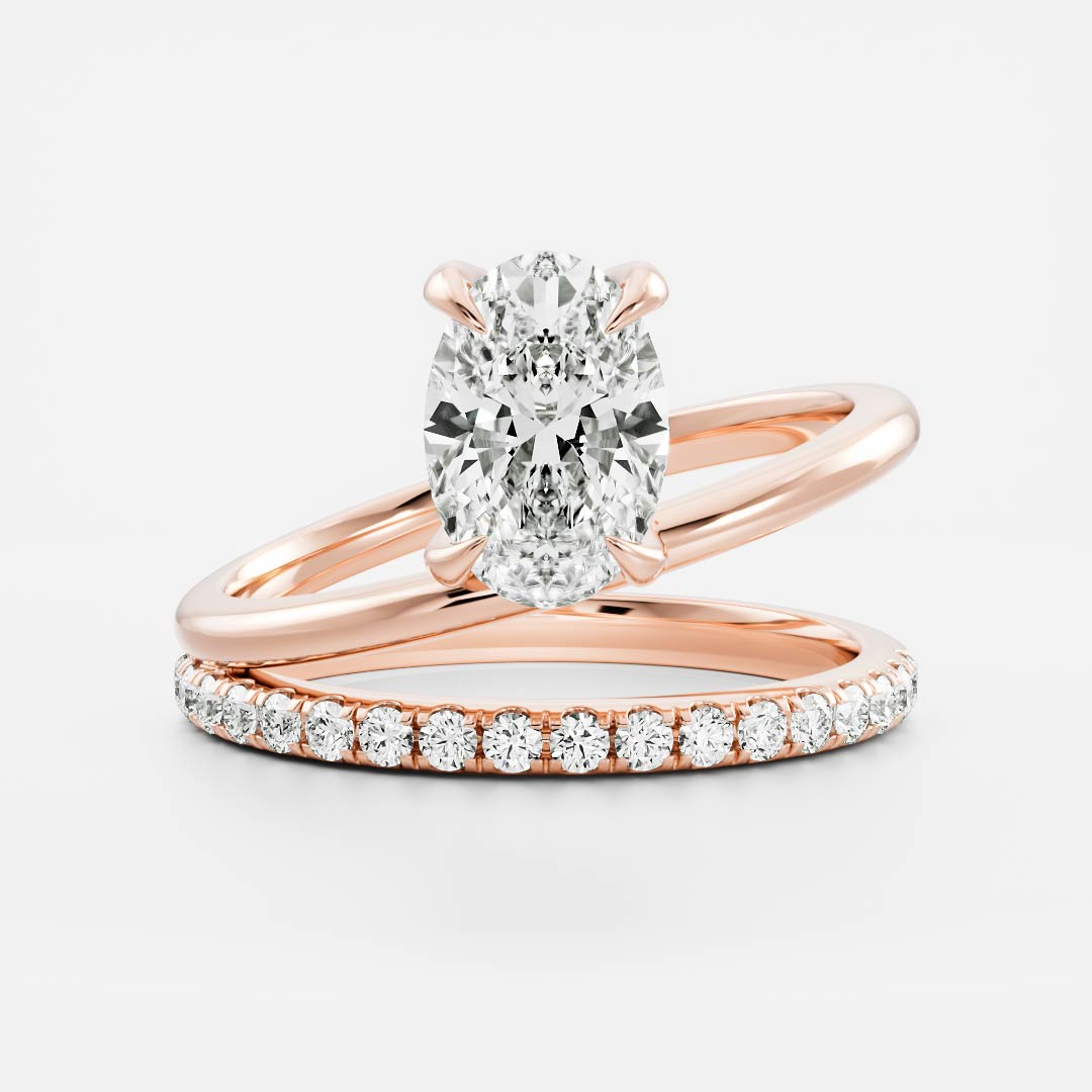 Stunning 1.5-2.5 CT Oval Moissanite Engagement Ring with Solitaire & Double Band Design