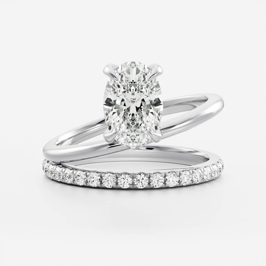 Stunning 1.5-2.5 CT Oval Moissanite Engagement Ring with Solitaire & Double Band Design
