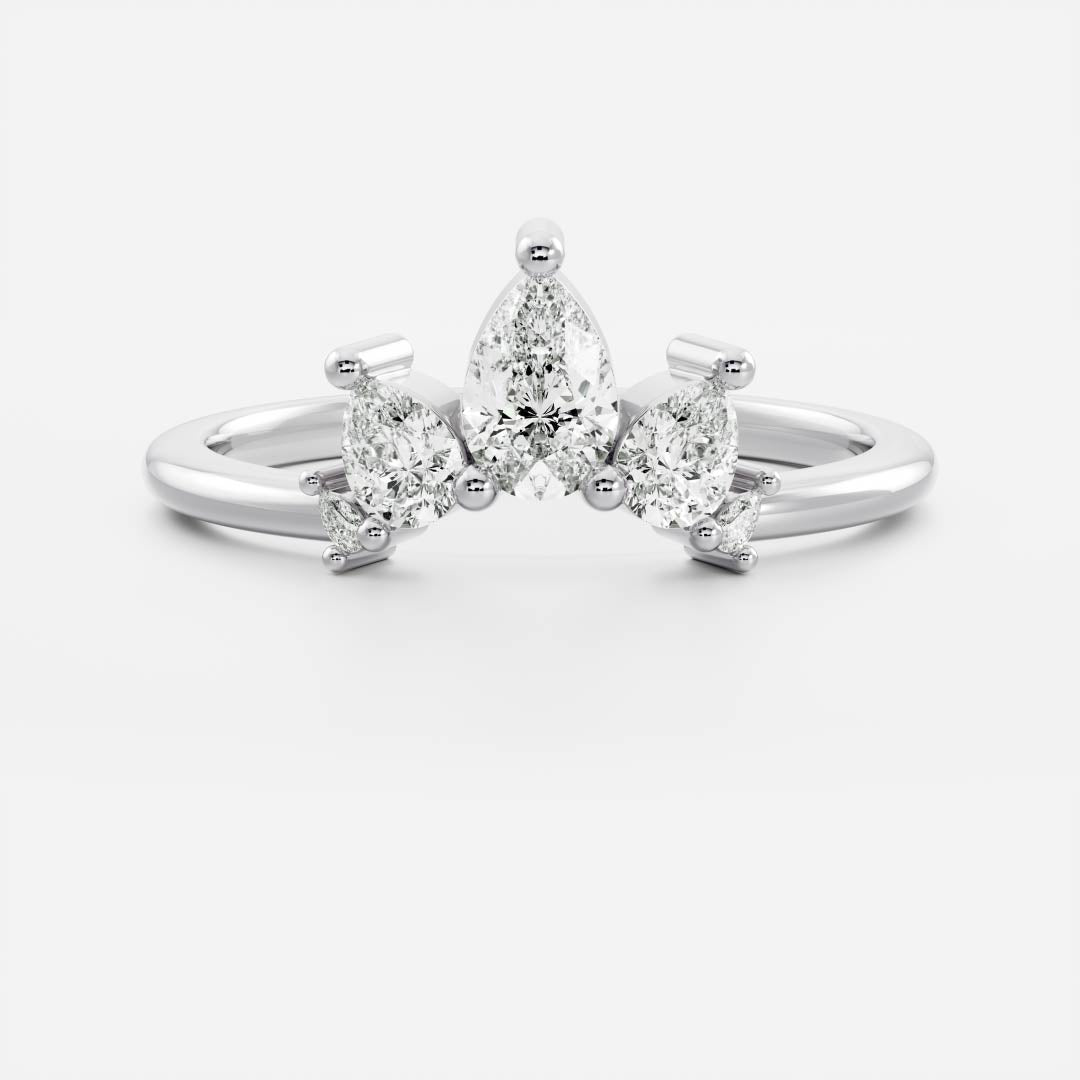 Stunning 0.20 CT Round Moissanite Stones Curved Wedding Bands