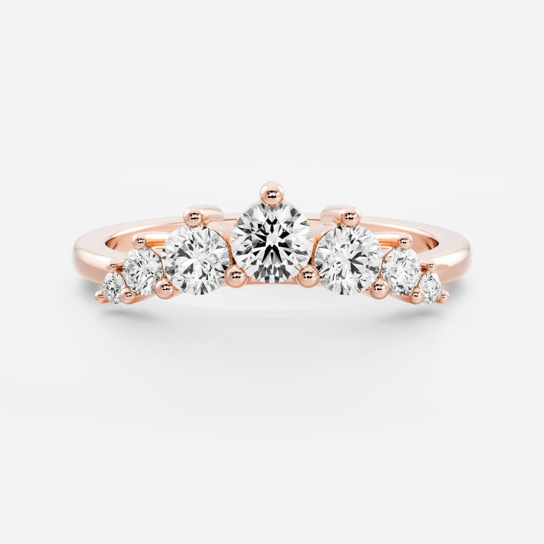 Stunning 0.20 CT Round Moissanite Stones Curved Wedding Bands