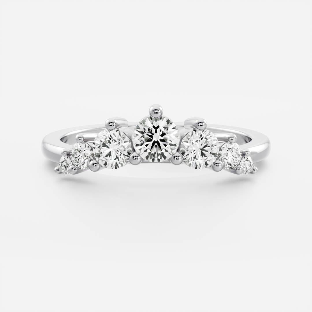 Stunning 0.20 CT Round Moissanite Stones Curved Wedding Bands