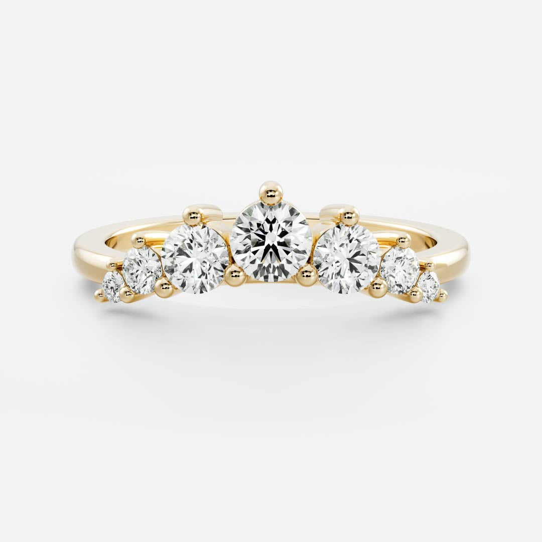 Stunning 0.20 CT Round Moissanite Stones Curved Wedding Bands