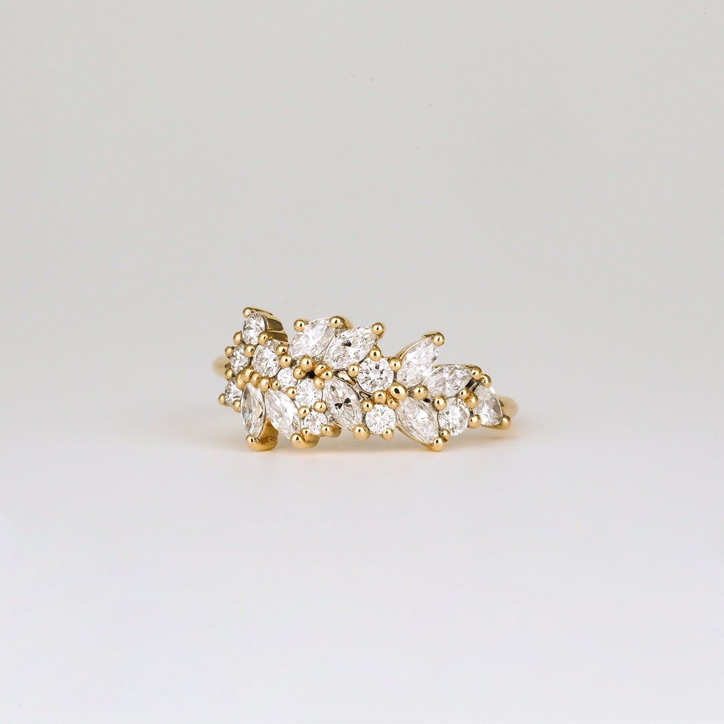 0.92 TCW Marquise & Round Shaped Cluster Moissanite Wedding Band