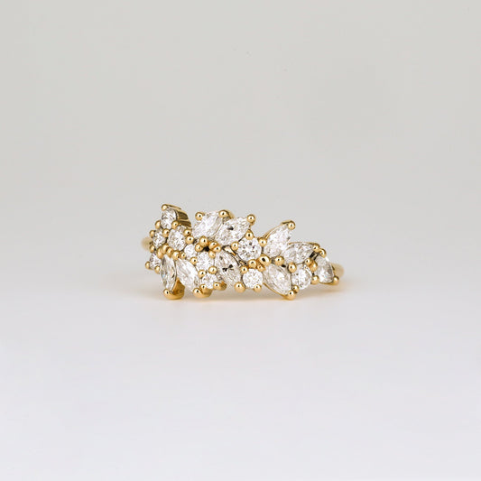 0.92 TCW Marquise & Round Shaped Cluster Moissanite Wedding Band