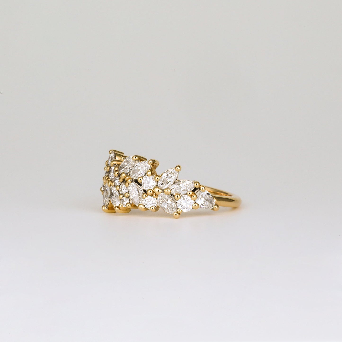 0.92 TCW Marquise & Round Shaped Cluster Moissanite Wedding Band