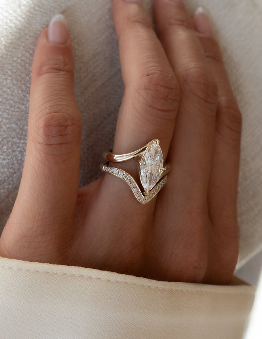 2.5 CT Marquise Cut Solitaire Moissanite Ring With Wrap Classic Plain Band