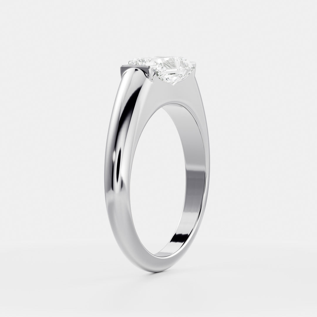 Cushion Half Bezel Signet Men's Gold Wedding Band