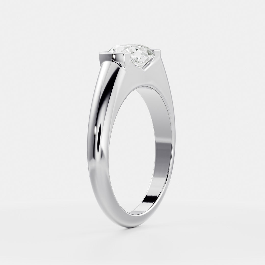 Pear Half Bezel Signet Men's Gold Wedding Band