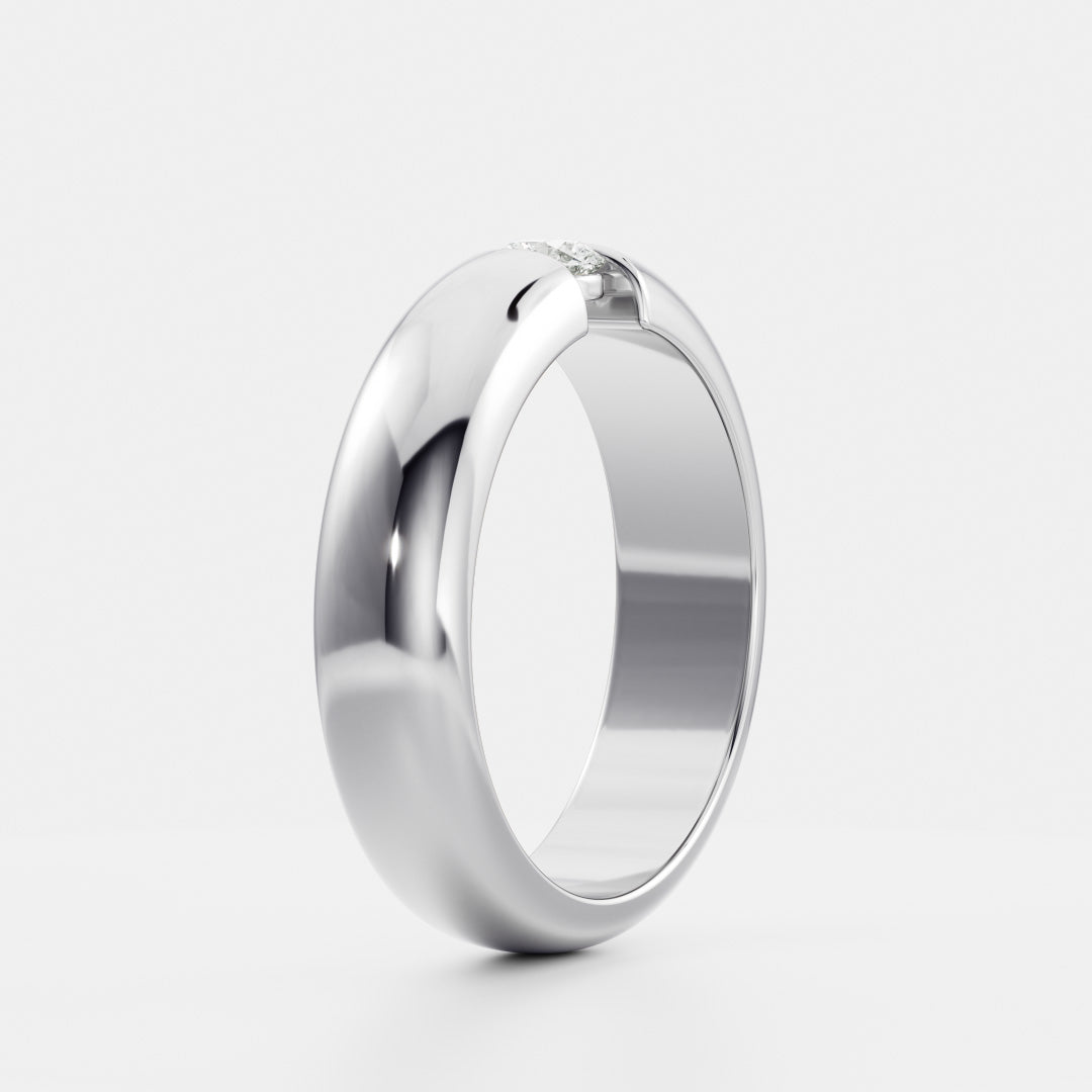 Round Tension Set Men's Gold Wedding Band