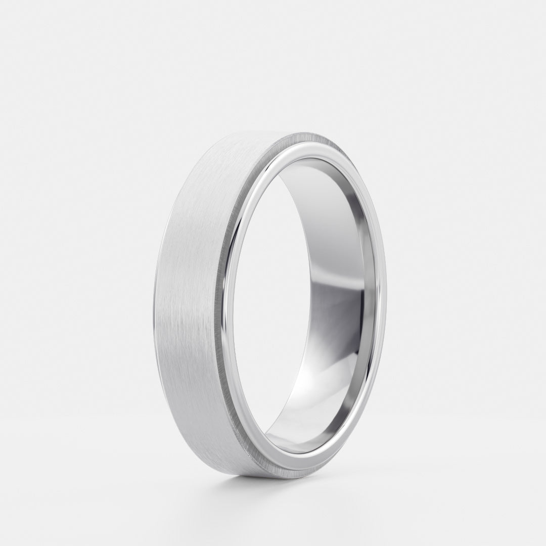 Classic Brushed Finish & Beveled Edge Wedding Band for Men's