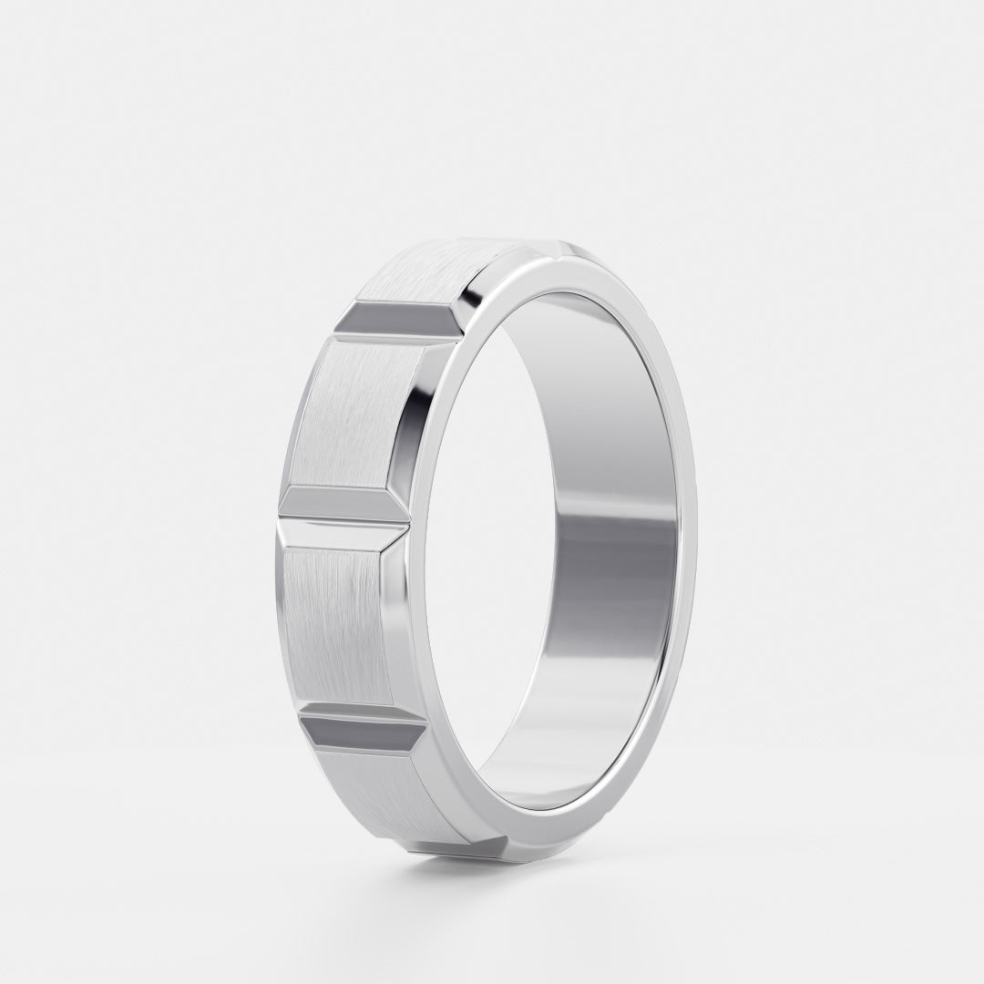 Brushed Modular Men's Gold Wedding Band