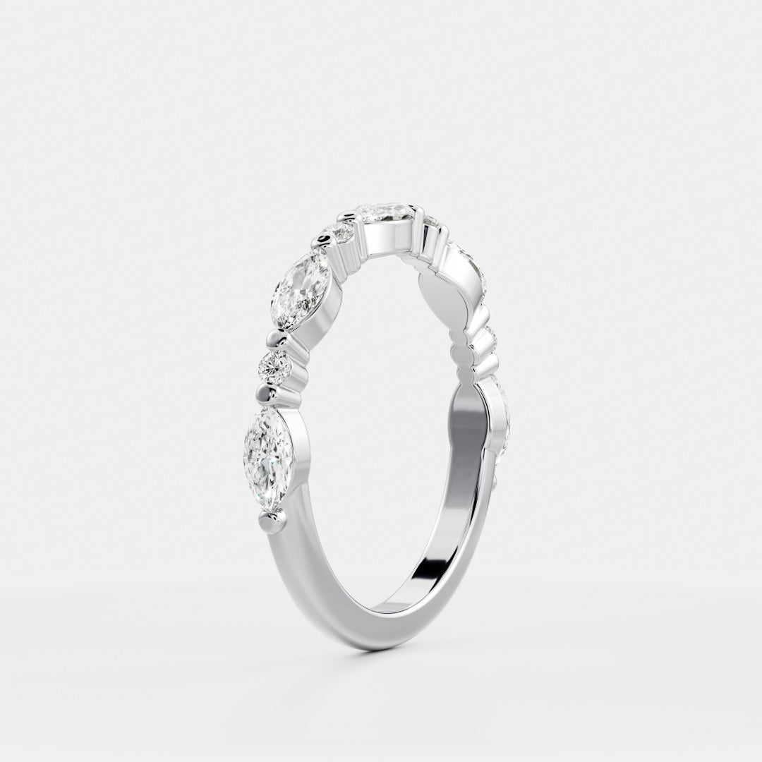 Stunning 0.20 CT Round & Marquise Moissanite Stones Alternative Diamond Wedding Bands