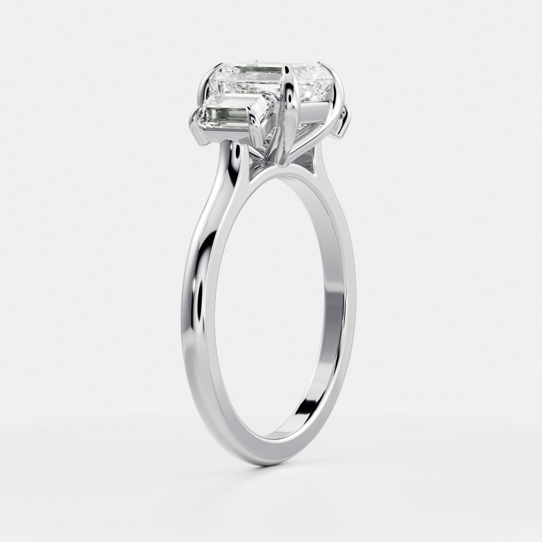 Stunning 1.5-2.5 CT Asscher Moissanite Engagement Ring with Three Stone Design