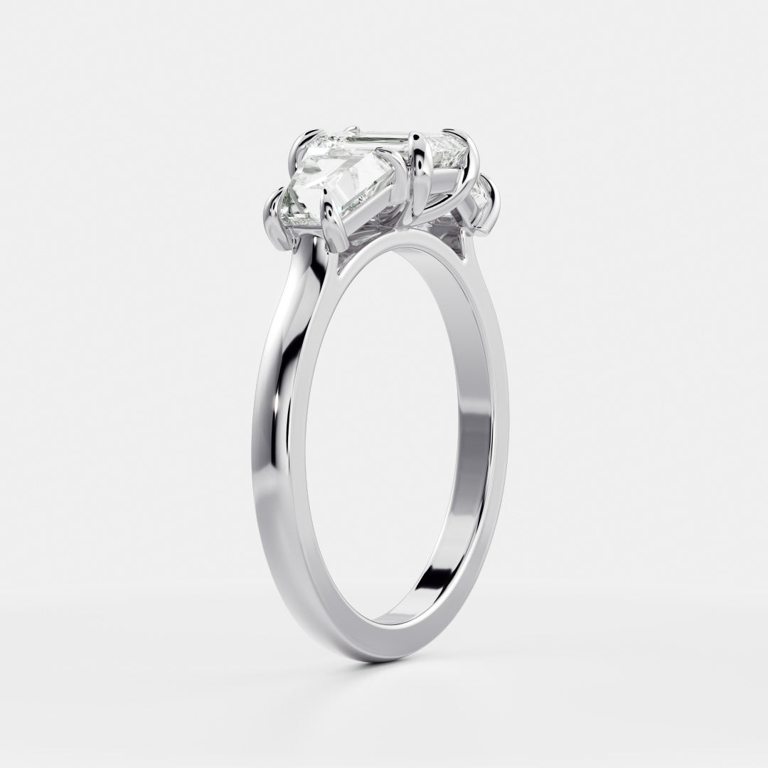 Stunning 1.0-2.0 CT Emerald Moissanite Engagement Ring with Three Stone Design