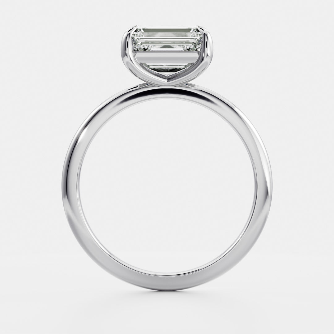 Stunning 2.0-3.0 CT East West Emerald Moissanite Engagement Ring with Solitaire Design