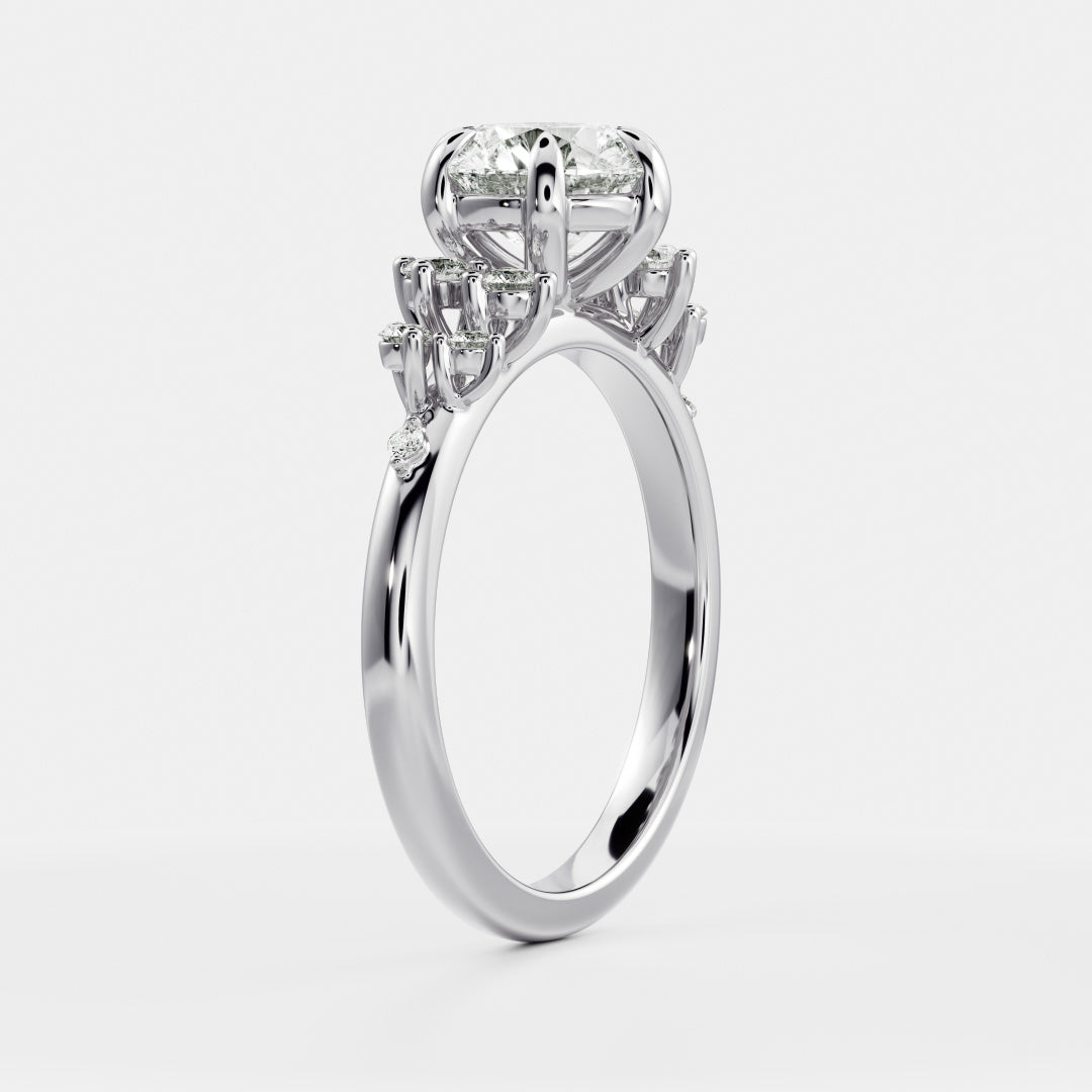 Stunning 1.0-3.0 CT Round Moissanite Engagement Ring with Cluster Pave Design