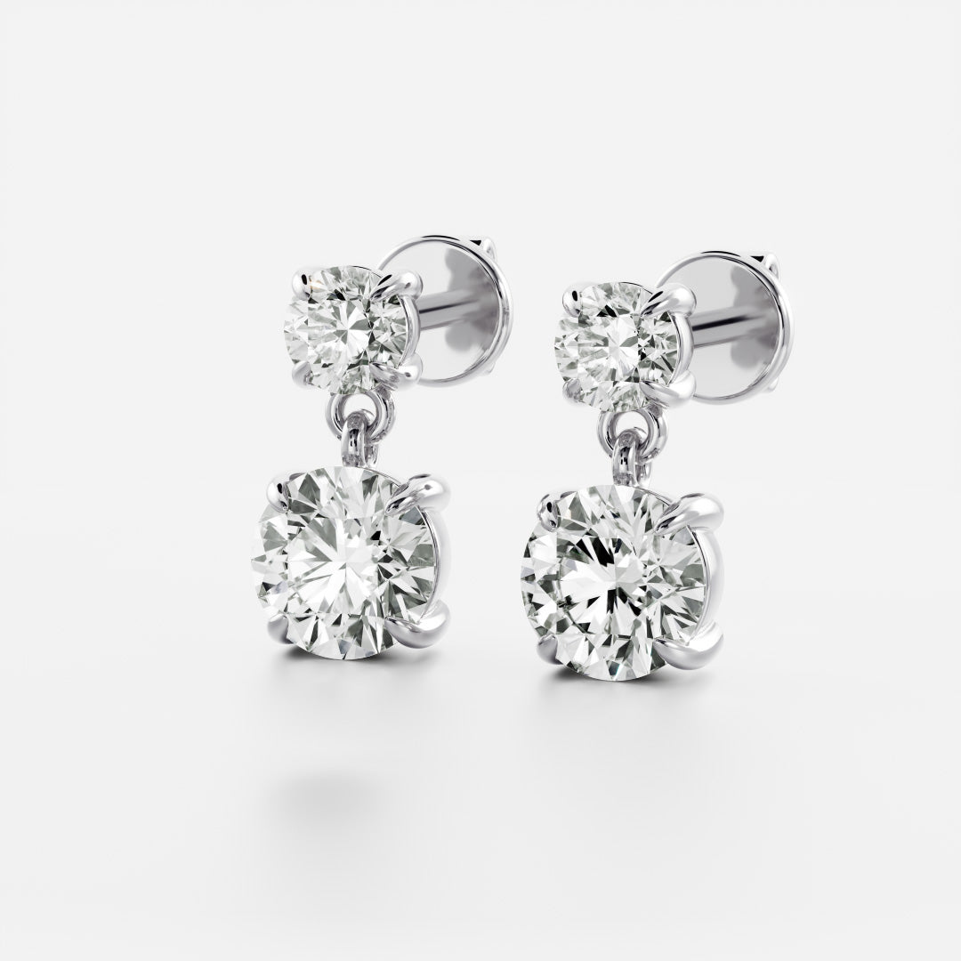 1.2 TCW Round Cut Moissanite Dangles Earrings in Gold