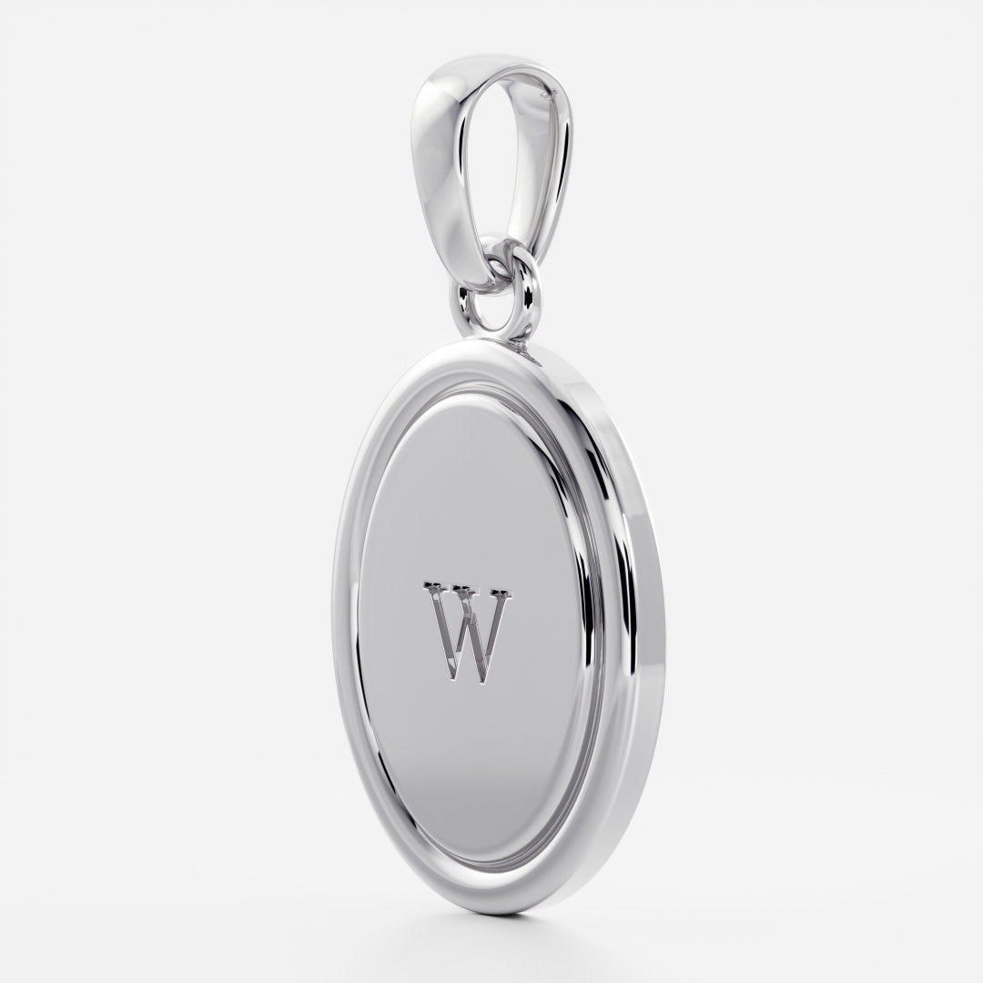 Oval Shape Letter Pendant Necklace in Solid Gold