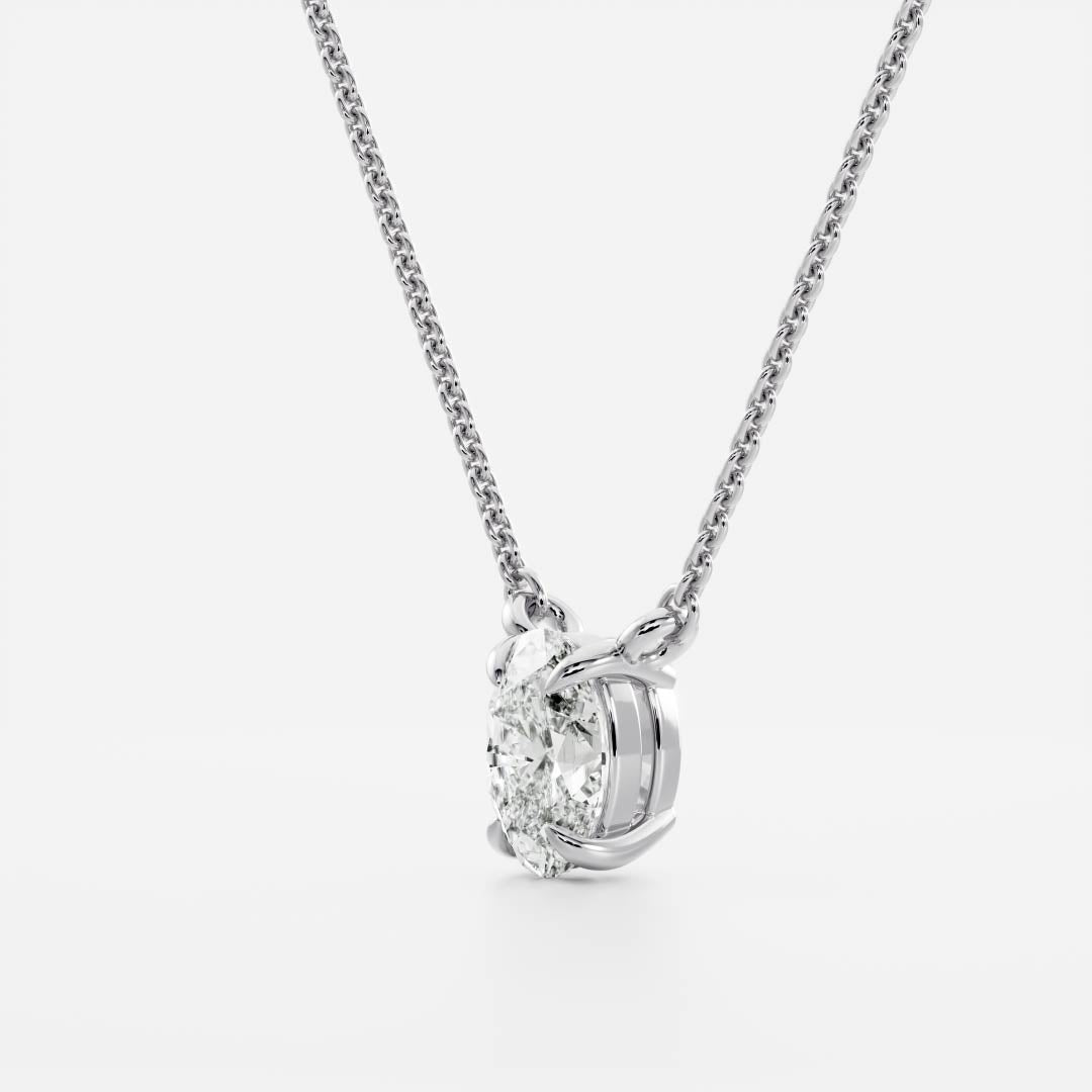 0.50 CT Oval Moissanite Diamond Solitaire Necklace in Solid Gold