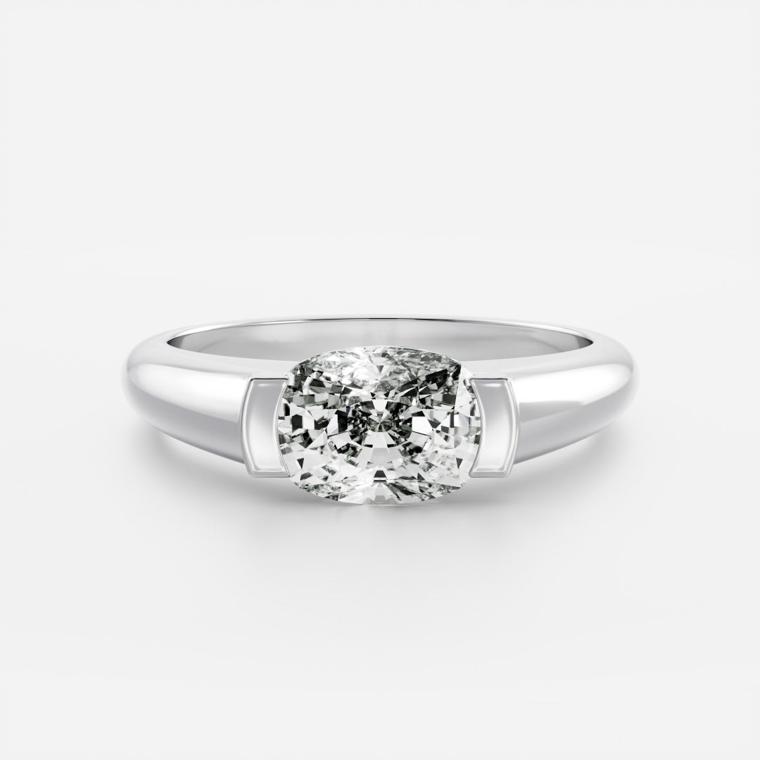 Cushion Half Bezel Signet Men's Gold Wedding Band