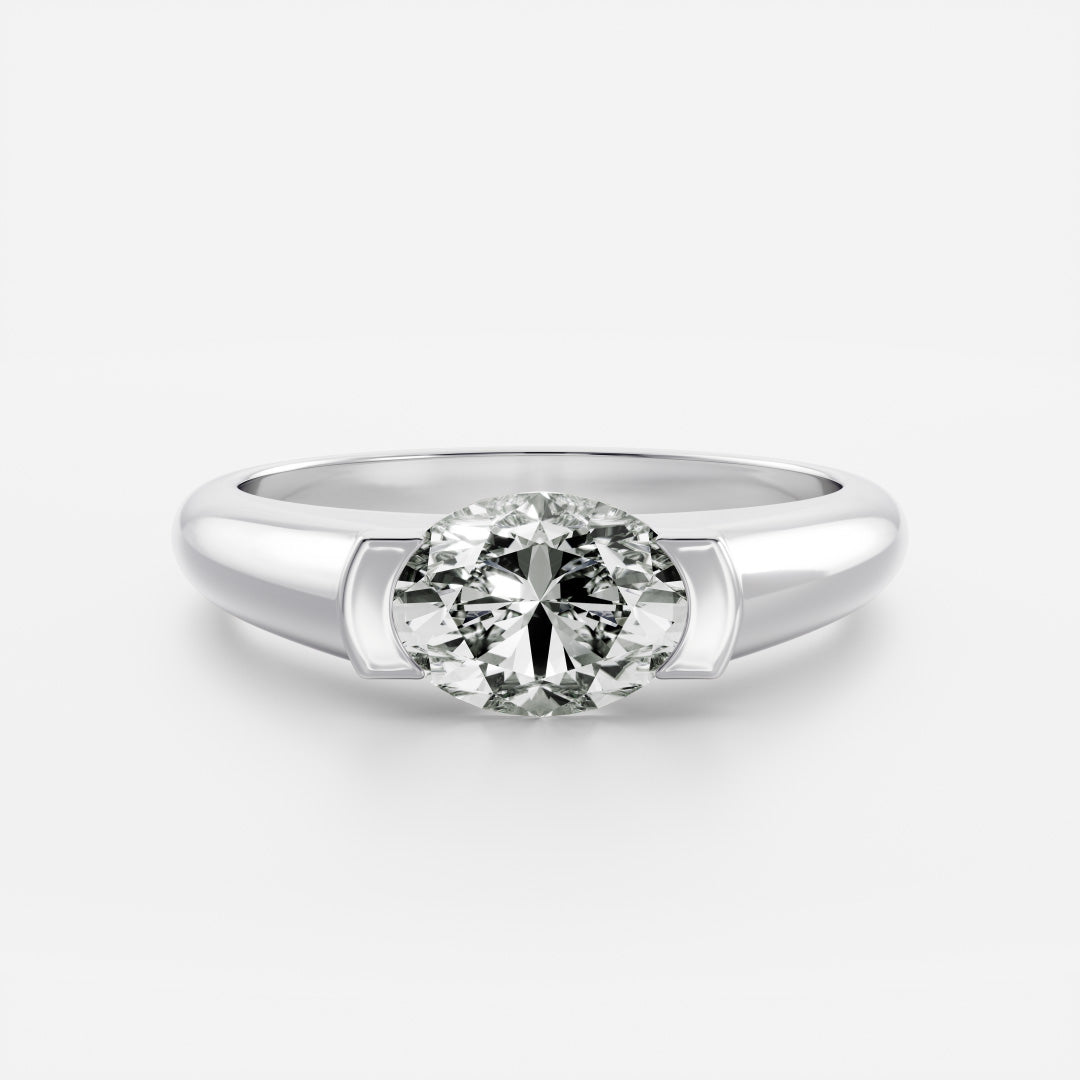 Oval Half Bezel Signet Men's Gold Wedding Band