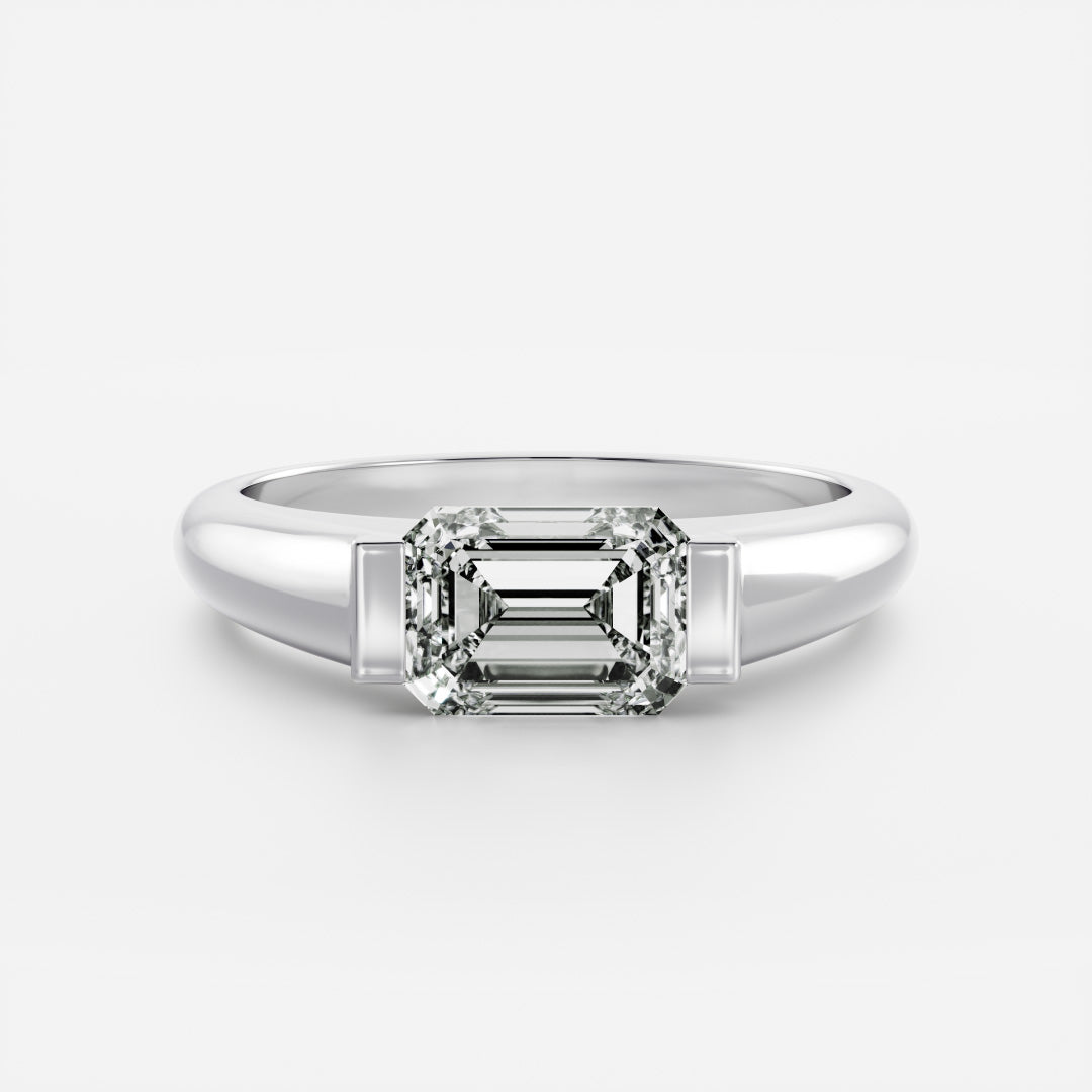 Emerald Half Bezel Signet Men's Gold Wedding Band