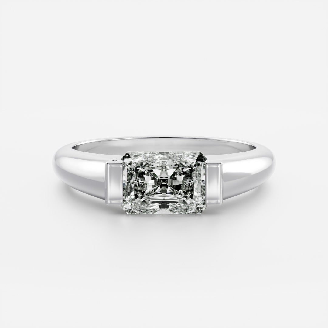 Cushion Half Bezel Signet Men's Gold Wedding Band