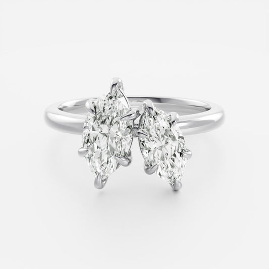 Marquise Cut Cluster Styled Lab Grown Diamond Engagement Ring