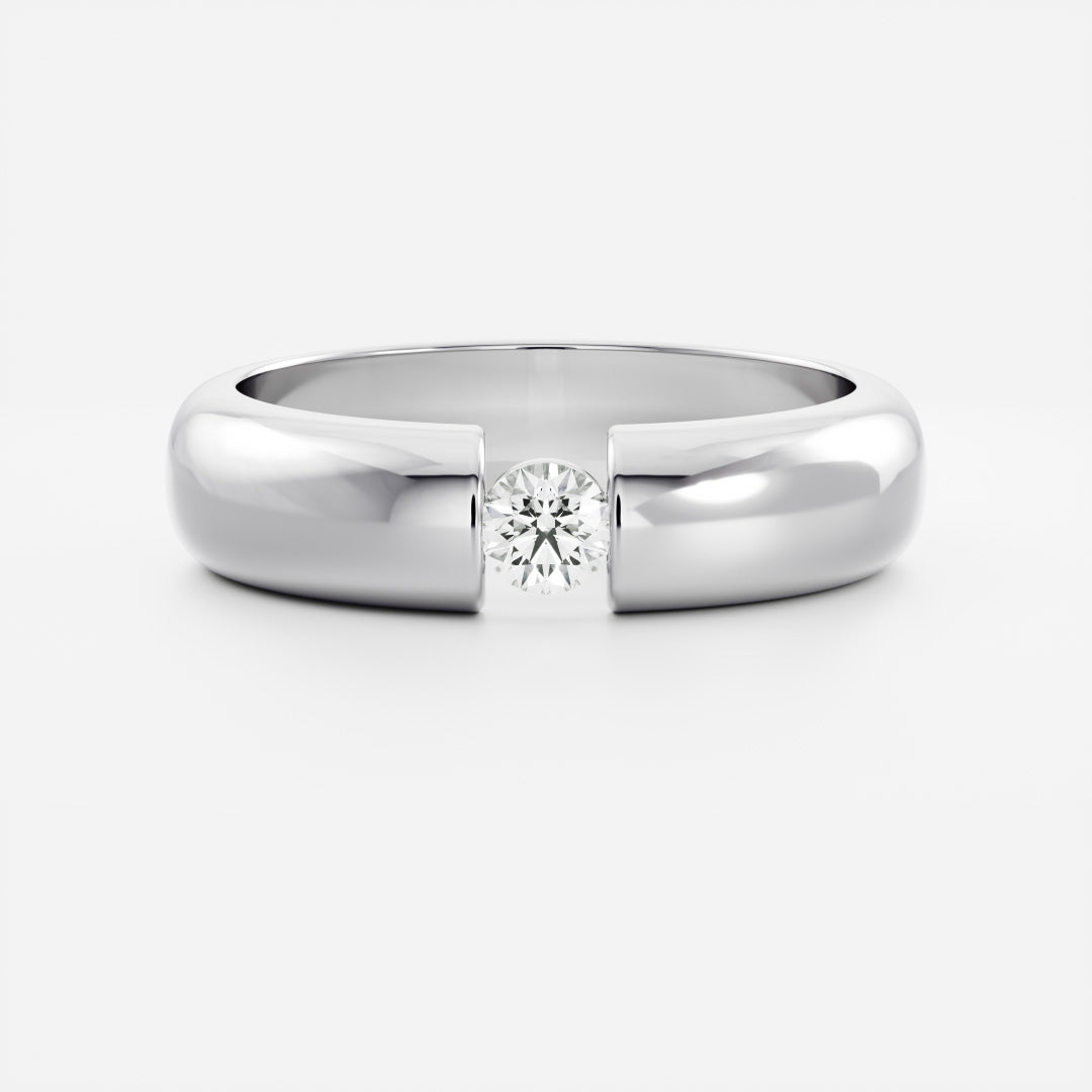 Round Tension Set Men's Gold Wedding Band