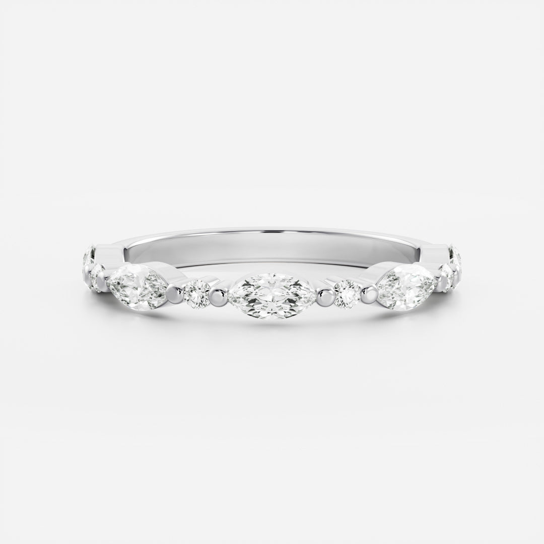 Stunning 0.20 CT Round & Marquise Moissanite Stones Alternative Diamond Wedding Bands