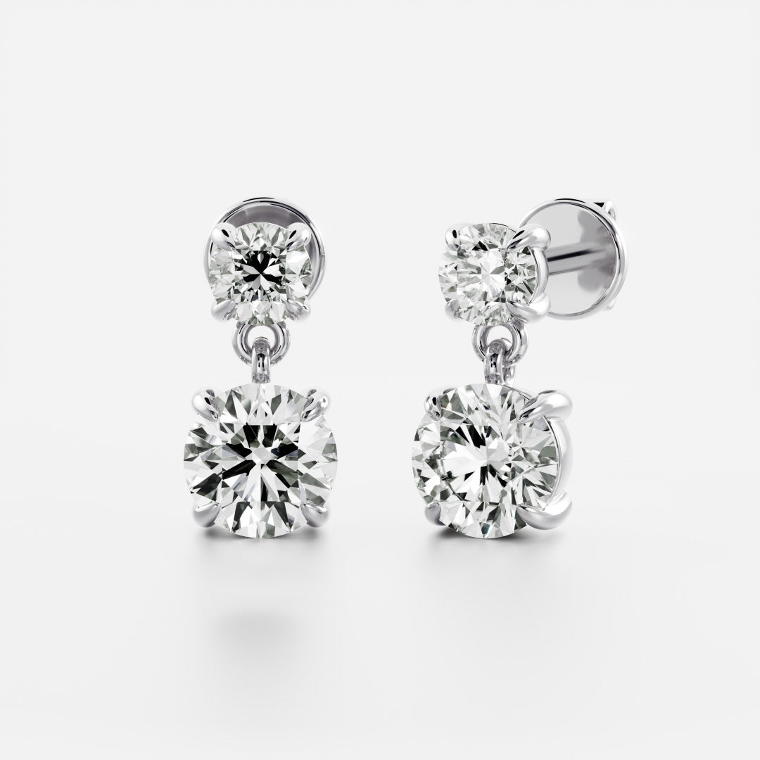 1.2 TCW Round Cut Moissanite Dangles Earrings in Gold