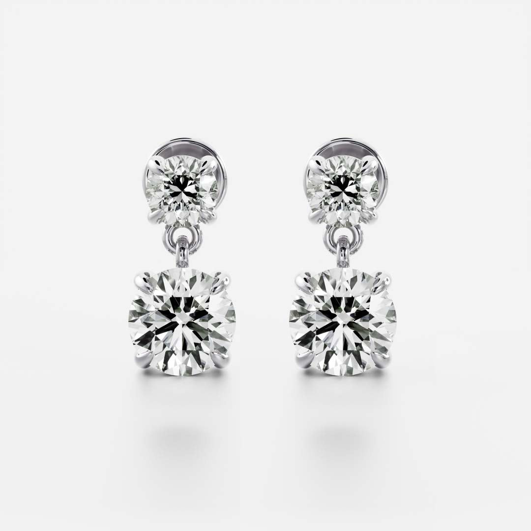 1.2 TCW Round Cut Moissanite Dangles Earrings in Gold
