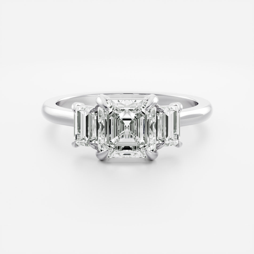 Stunning 1.5-2.5 CT Asscher Moissanite Engagement Ring with Three Stone Design