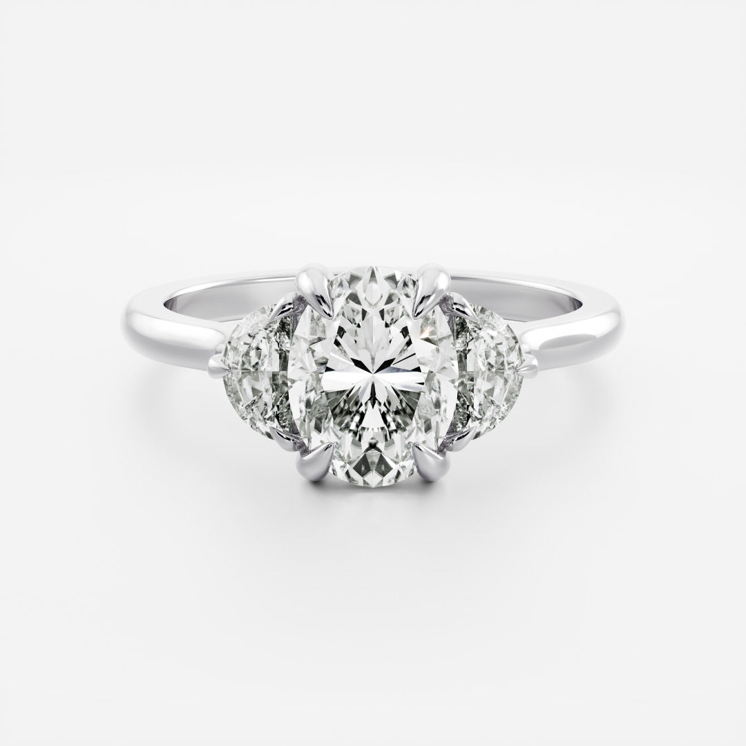 Stunning 1.0-3.0 CT Oval Moissanite Engagement Ring with Three Stone Design