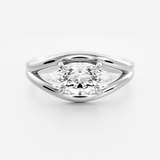 Marquise Cut Cluster Styled Lab Grown Diamond Engagement Ring