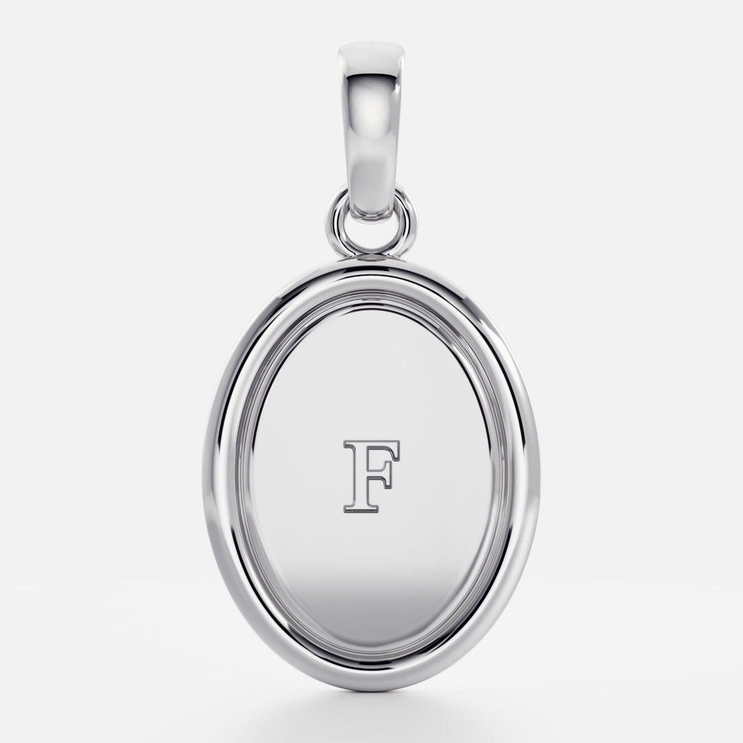 Oval Shape Letter Pendant Necklace in Solid Gold