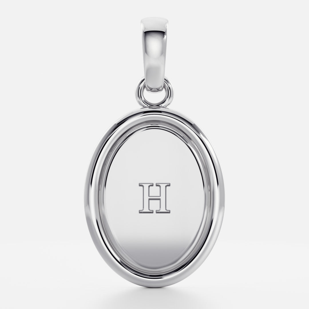 Oval Shape Letter Pendant Necklace in Solid Gold