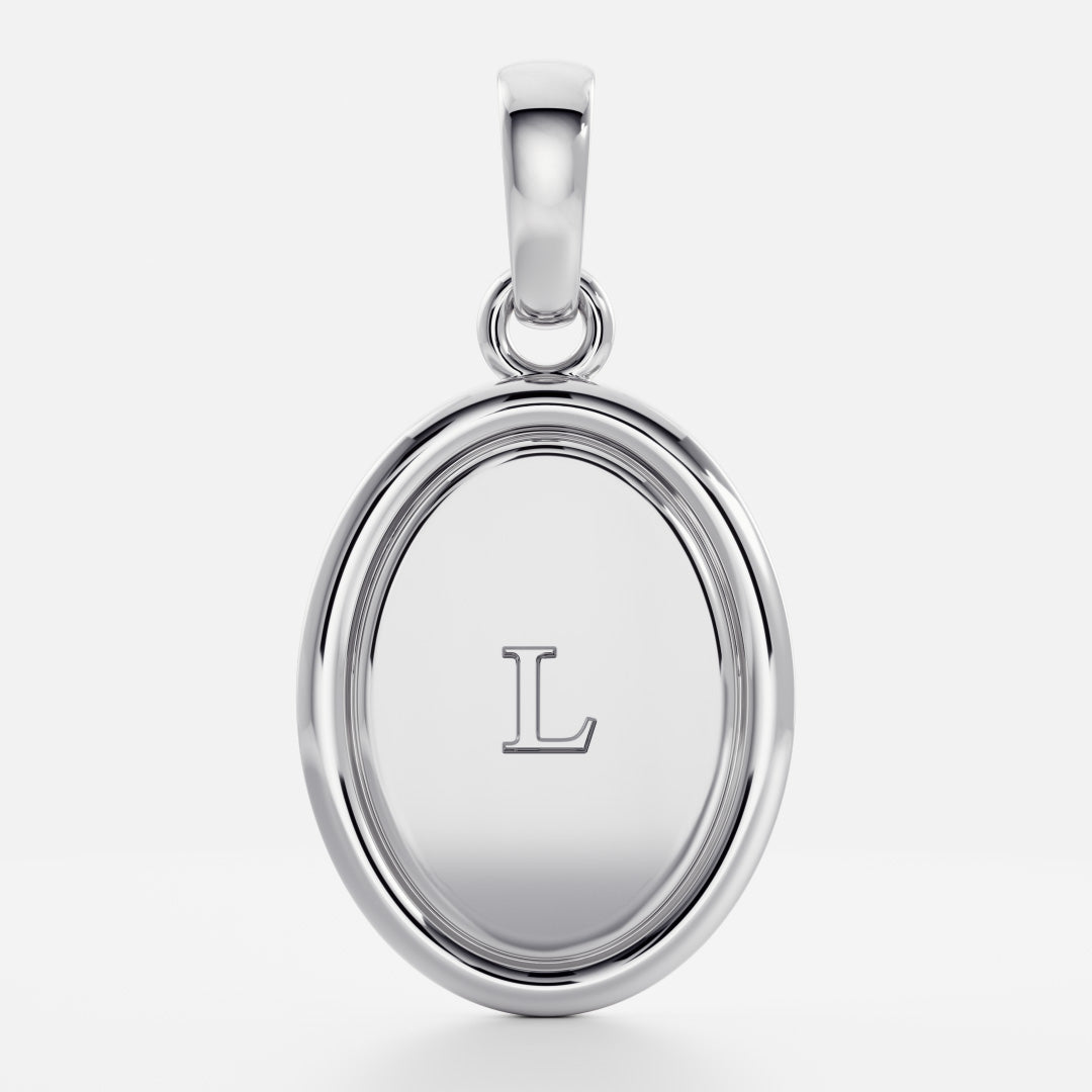 Oval Shape Letter Pendant Necklace in Solid Gold