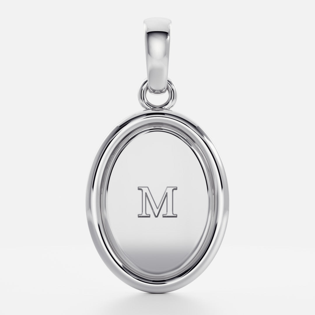 Oval Shape Letter Pendant Necklace in Solid Gold