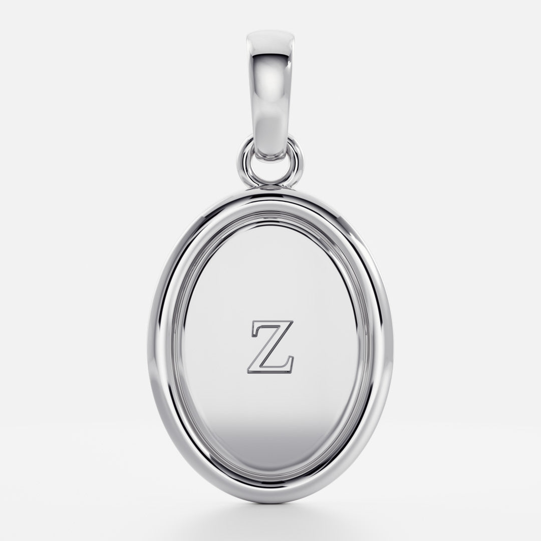 Oval Shape Letter Pendant Necklace in Solid Gold