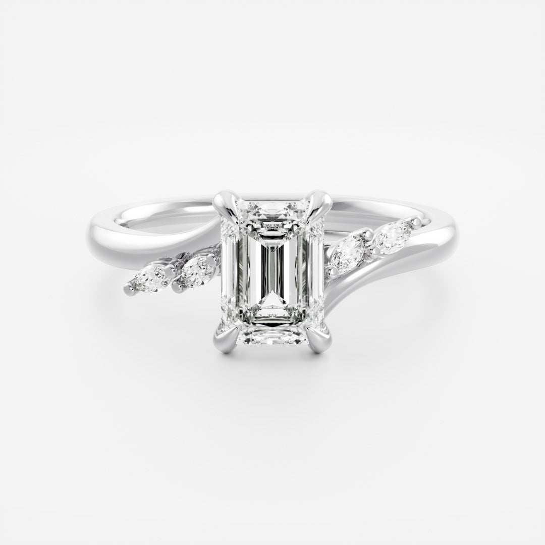 Stunning 1.0-3.0 CT Emerald Moissanite Engagement Ring with Cluster Design