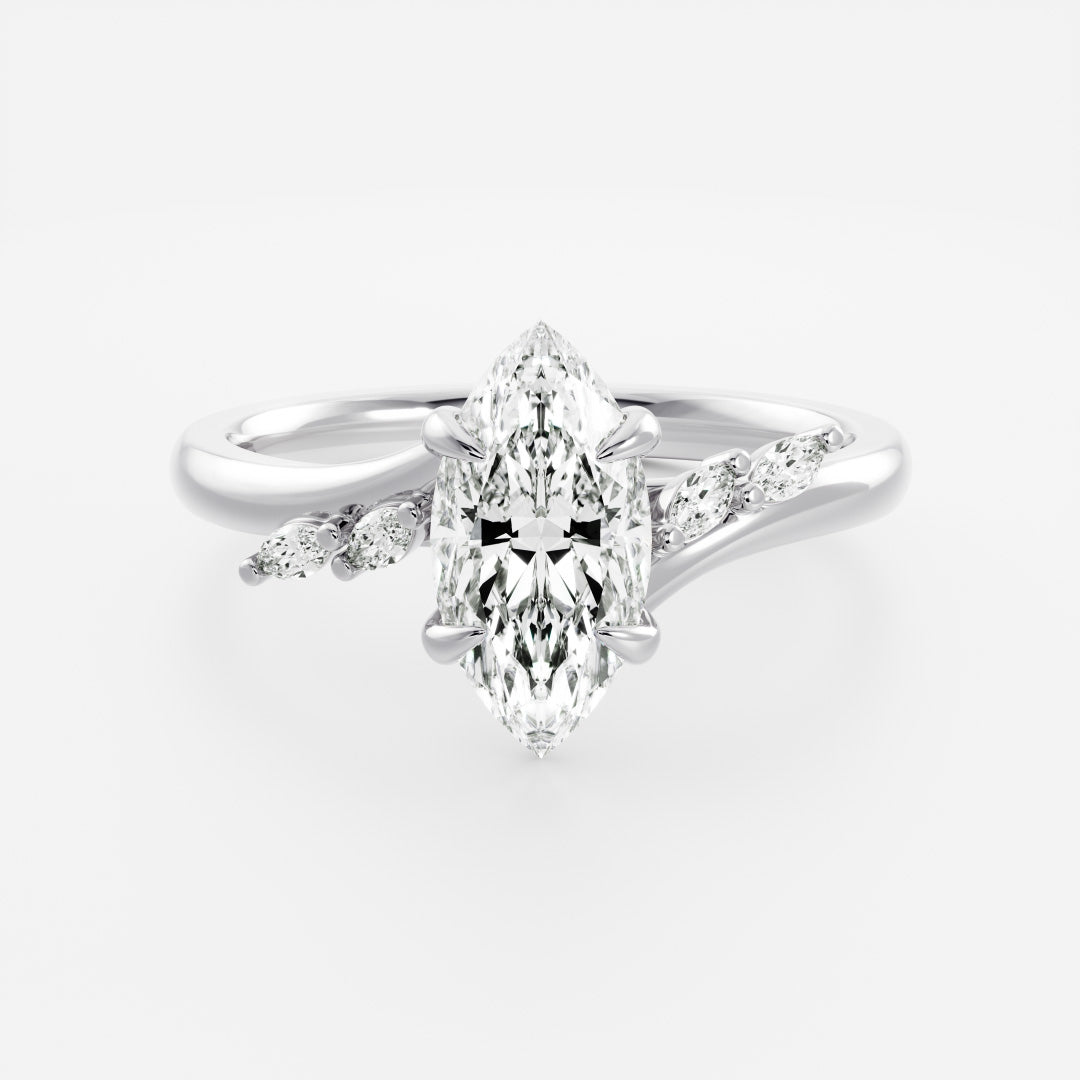 Stunning 1.5-2.5 CT Marquise Moissanite Engagement Ring with Cluster Design