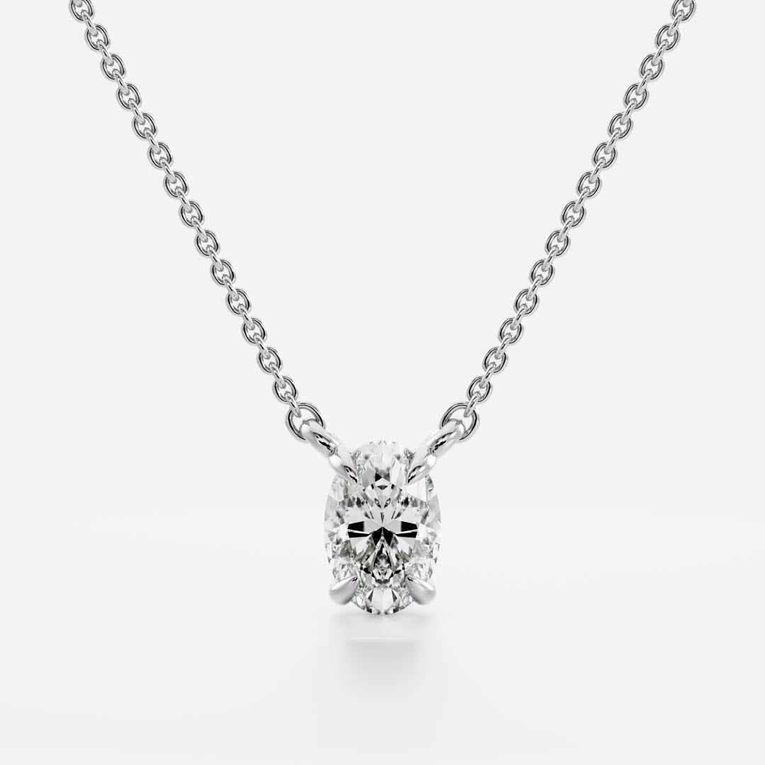 0.50 CT Oval Moissanite Diamond Solitaire Necklace in Solid Gold
