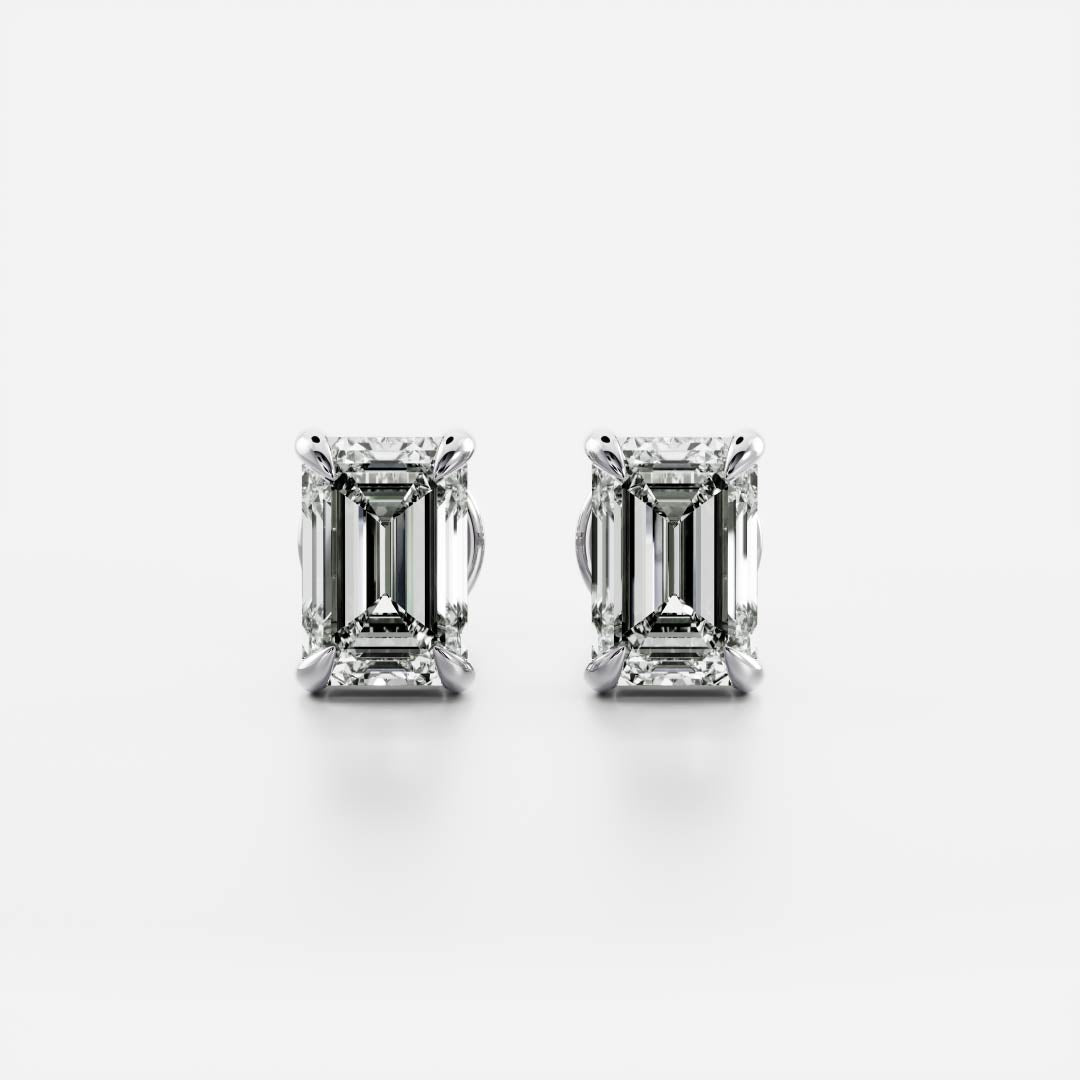 0.50 TCW Emerald Cut Moissanite Stud Earrings in Gold