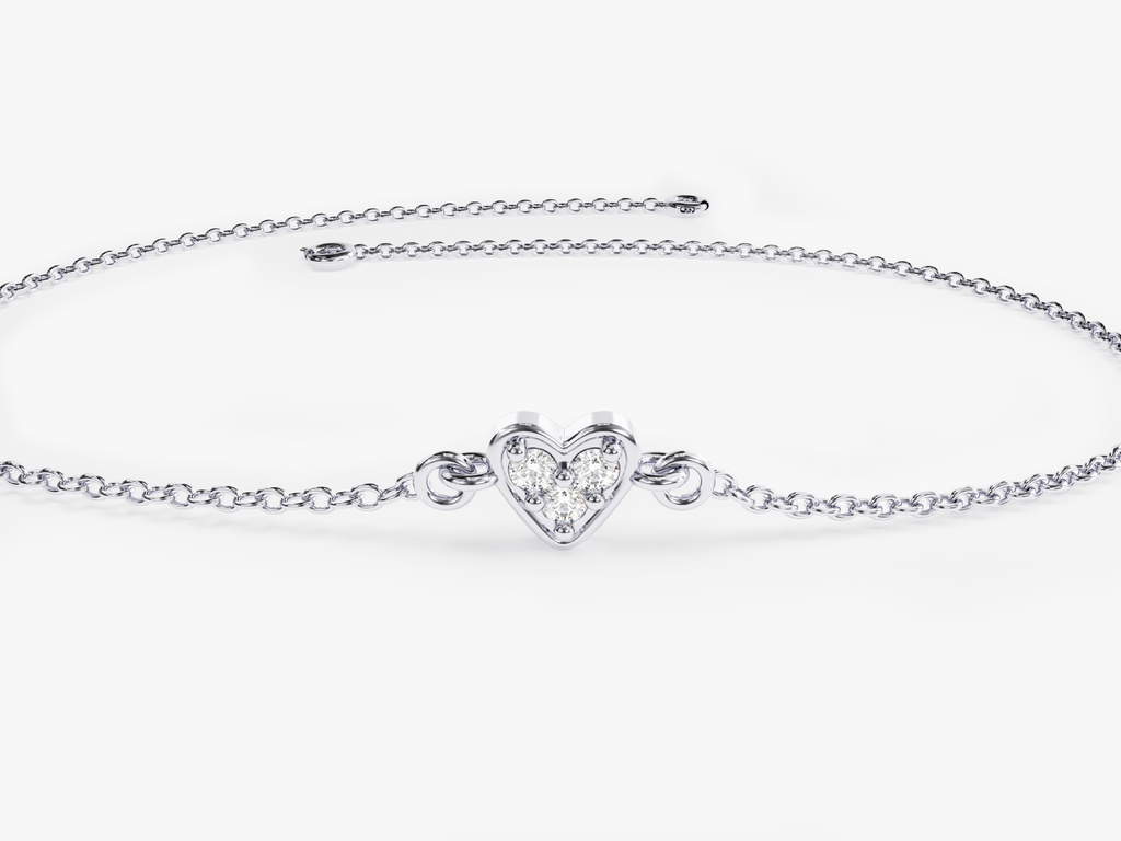 0.03 TCW Heart Charm Moissanite Bracelet