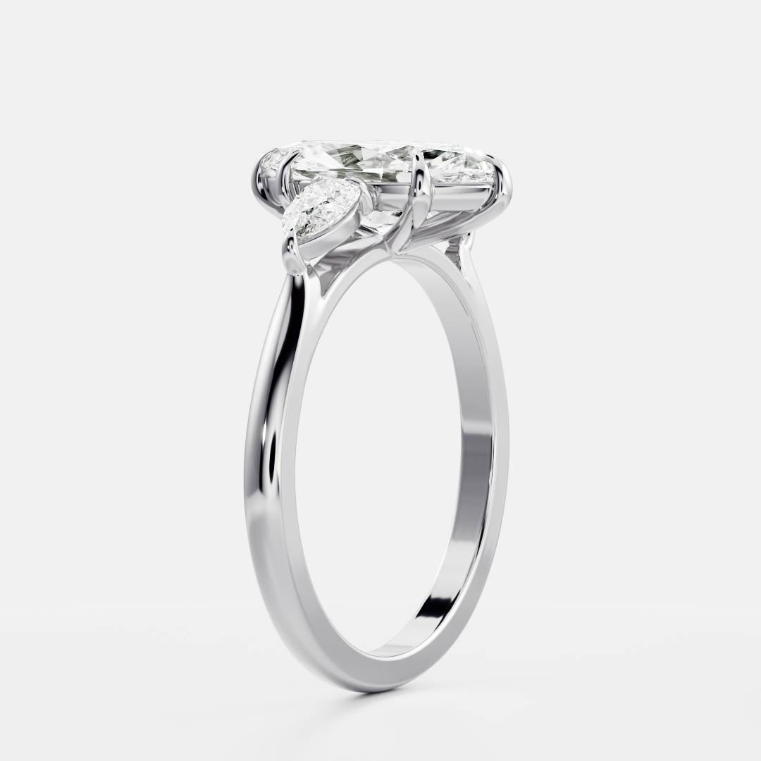 Stunning 1.0-2.0 CT Marquise Moissanite Engagement Ring with Three Stone Design