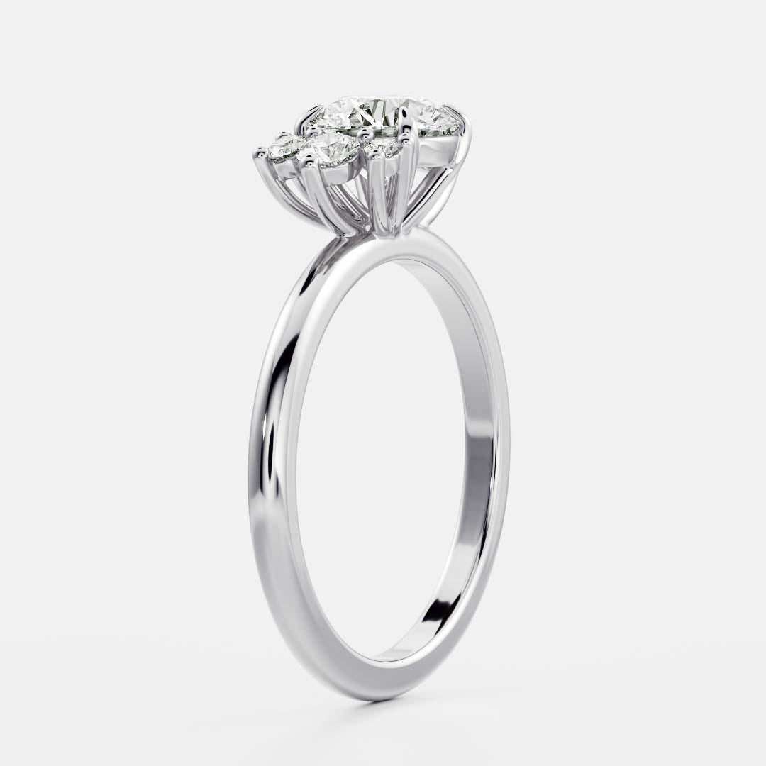 Stunning 0.5-1.50 CT Round Moissanite Engagement Ring with Cluster Design