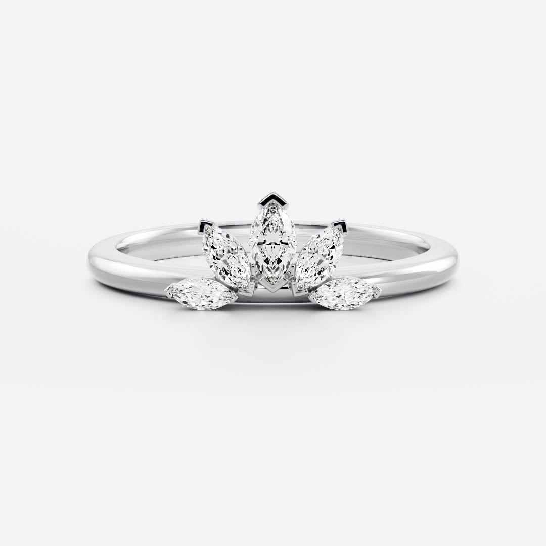 Stunning 0.10 CT Round Moissanite Stones Crown Wedding Bands